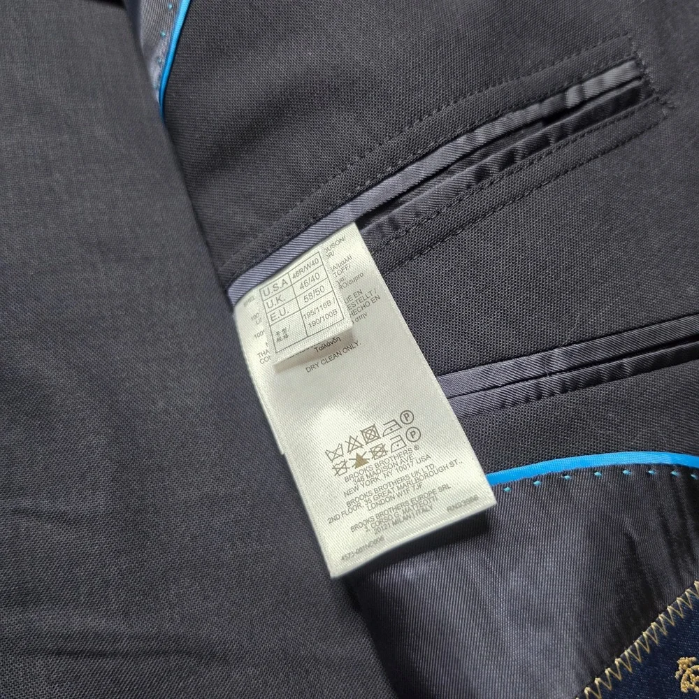 Brooks Brothers Blazer Navy Mens 46R Regent BrooksCool Travel Wool Sport Coat